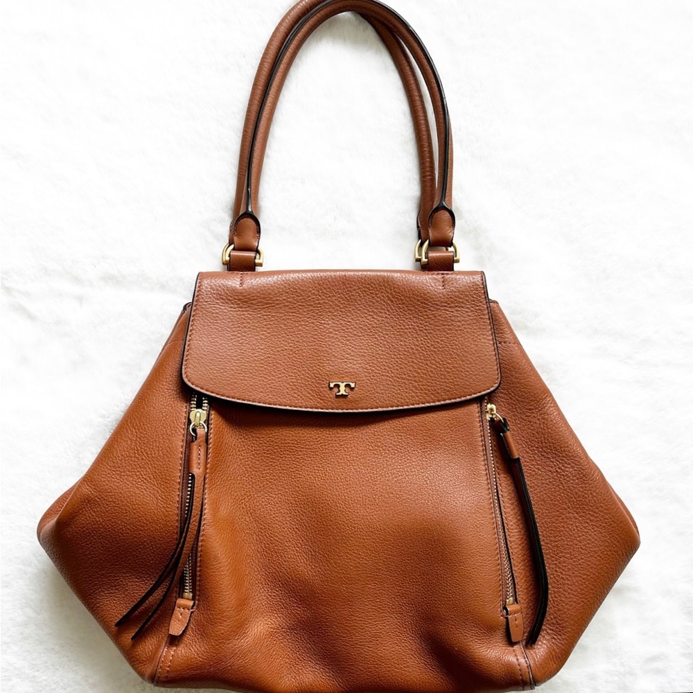 TORY BURCH HALF MOON LEATHER TOTE BAG